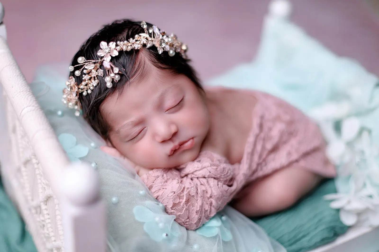 Newborn album with artistic touches