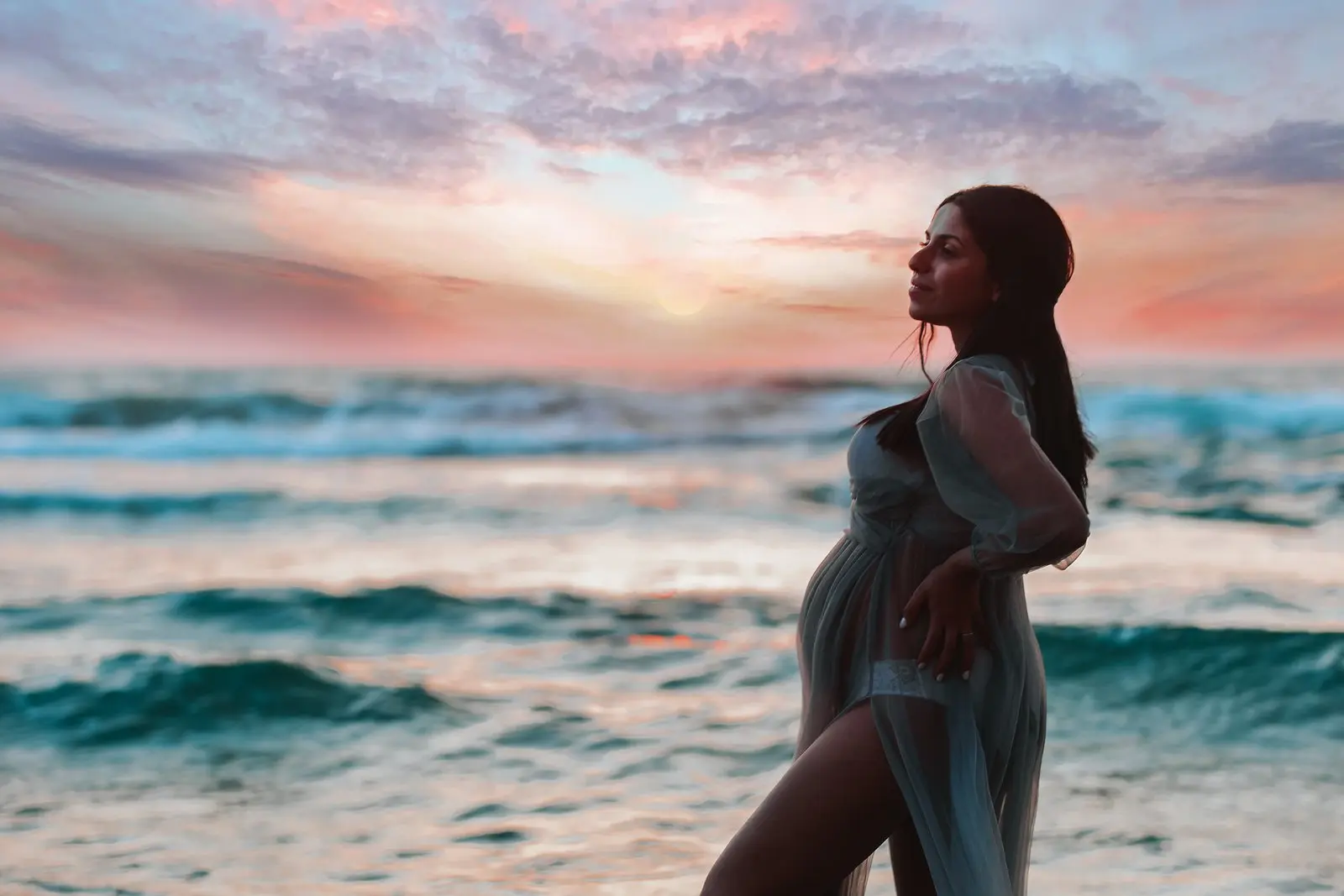 צילומי הריון מינימליסטיים בטבע