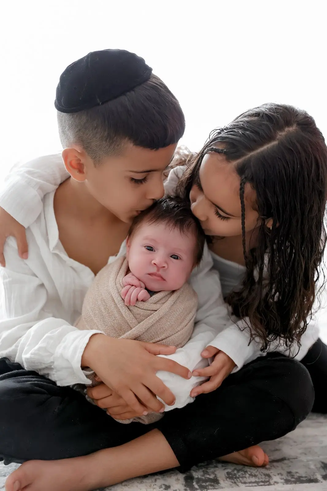 Family laughter captured in studio