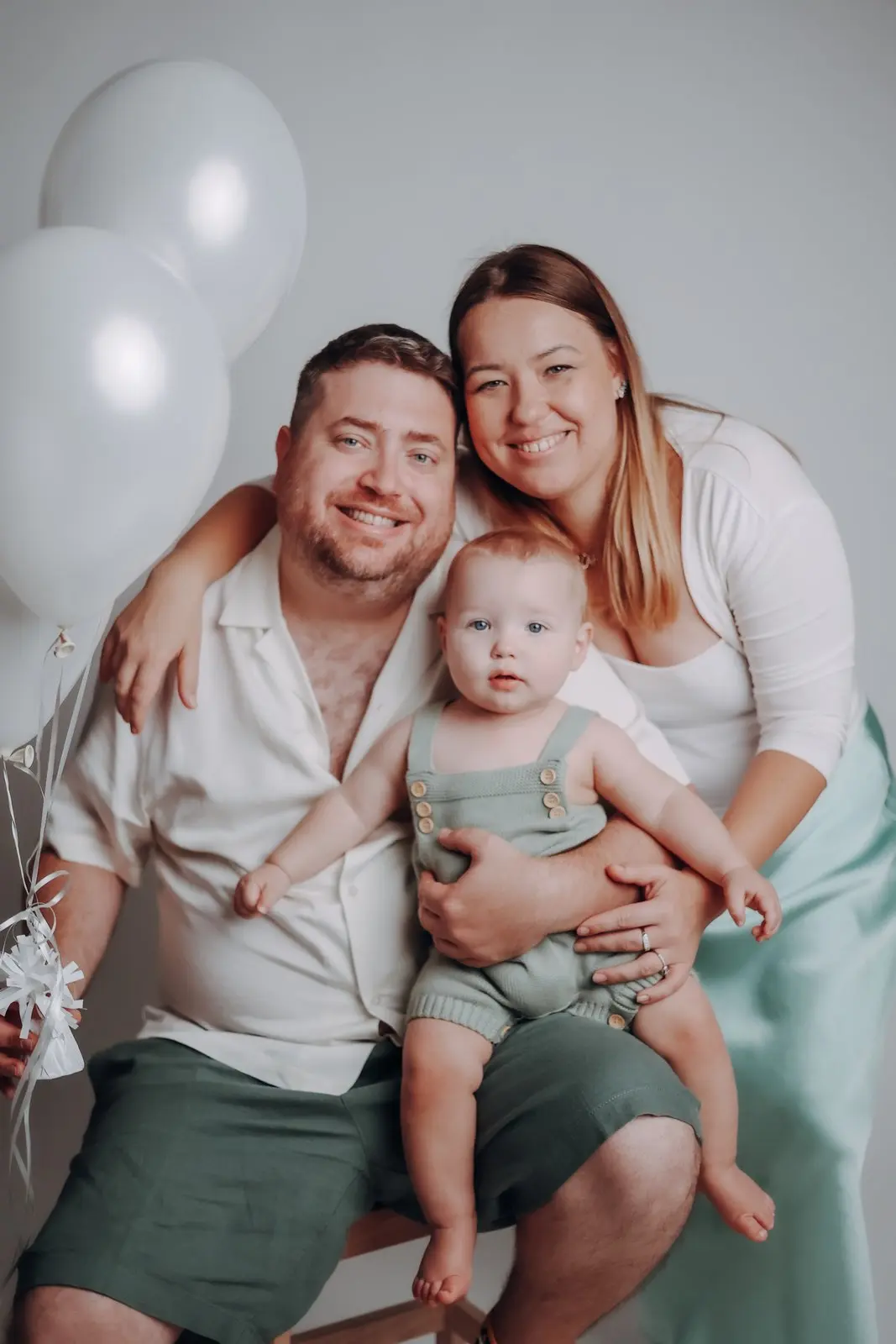 Family smiles in studio photography