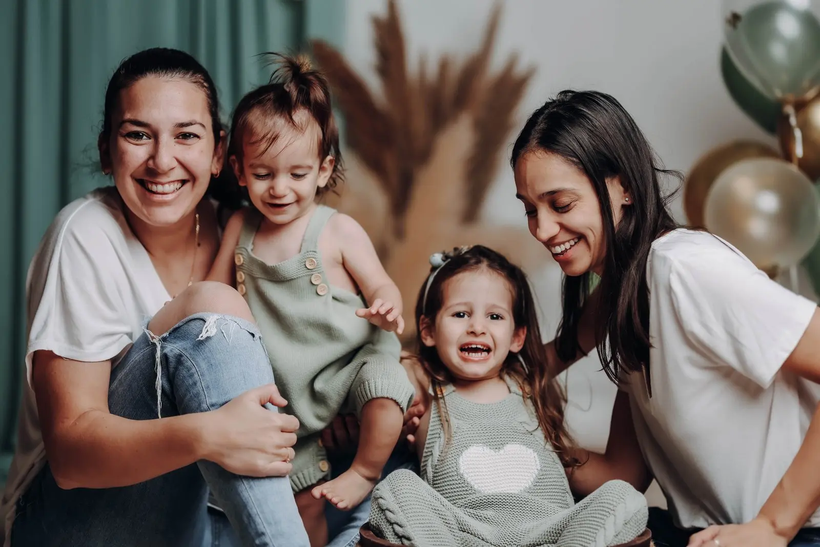 Studio family photography with mom and dad