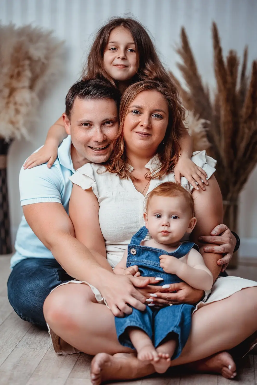 Moment of tranquility in family studio session