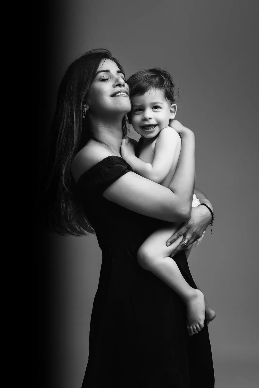 Classic black and white family studio photography