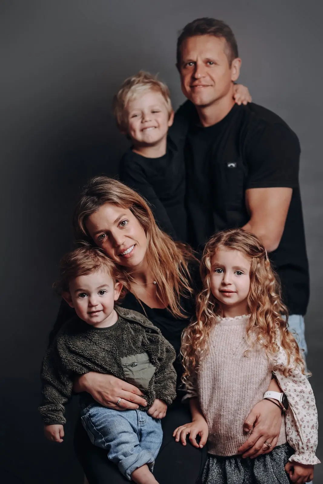 Black and white family studio portraits