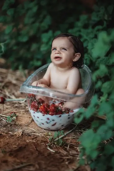 הילד חוגג שנה בפיקניק בטבע